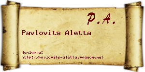 Pavlovits Aletta névjegykártya