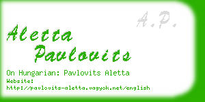 aletta pavlovits business card